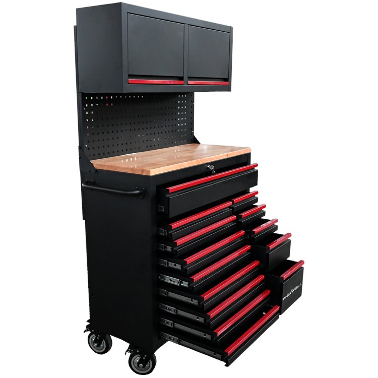 PHIXWELL Multifunctionalis 14 conportans Tool Workstation cum scrinio pendente